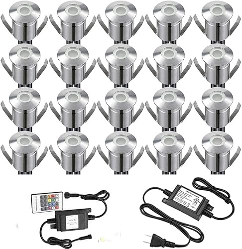 SUBOSI 20er RGB Led Einbaustrahler aussen 0.5W Ø22mm IP67 DC12V Treppen Bodeneinbauleuchten Aussen Wasserdicht Einbaustrahler Terrasse Hochwertiger Edelstahl von SUBOSI