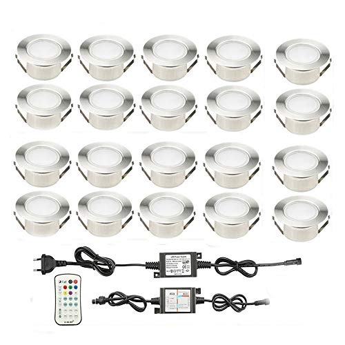 SUBOSI 20er RGBWW (4 in 1) LED Bodeneinbauleuchten Ø61mm Einbaustrahler LED DC12V Boden Licht IP67 Wasserdicht Einbauleuchten Außen Terrasse Garten Spots außenbereich von SUBOSI