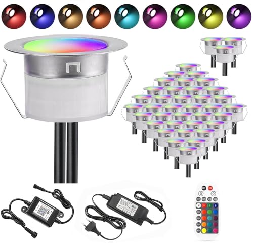SUBOSI 40er Bluetooth RGB Led Bodeneinbaustrahle Aussen 0.6W Ø30mm IP67 Wasserdicht LED Einbaustrahler Terrasse Küche Garten Led LampeFull Kit SUBOSI 40er Bluetooth RGB Led Bodeneinbaustrahle Aussen 0.6W Ø30mm IP67 Wasserdicht LED Einbaustrahler Terrasse Küche Garten Led LampeFull Kit von SUBOSI