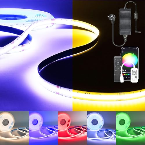 SUBOSI 5M WIFI Intelligent COB RGBW+Warmweiß 24V LED Streifen Strip Lichterkette 784LEDs/M LED Band Lichtleiste Arbeitet mit Google Home Assistant/Alexaz von SUBOSI