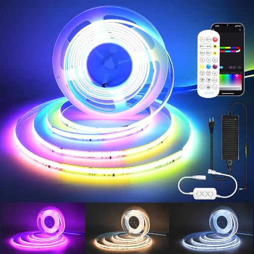 SUBOSI 5M WIFI Intelligent COB RGBWW+IC Warmweiß+Dynamische Farbe 24V LED Streifen Strip Lichterkette 784LEDs/M 3920LEDs LED Band Lichtleiste Arbeitet mit Google Home Assistant/Alexaz von SUBOSI