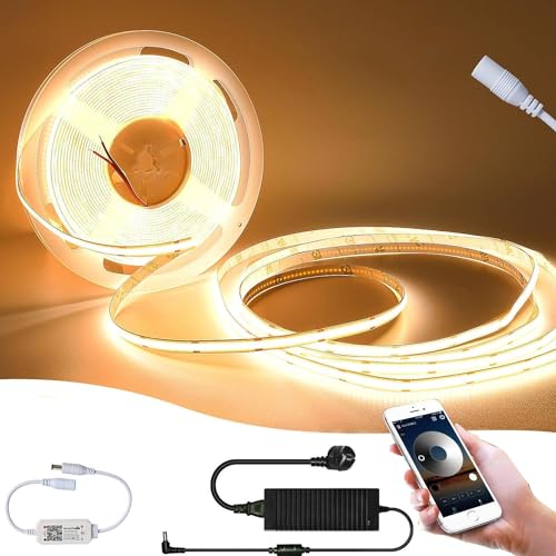 SUBOSI 5M Wifi Dimmbar COB LED Streifen DC24V 2700K Intelligente App Steuerung 384LEDs/M 6W/M LED Strip mit Wifi Dimmer und GS Netzteil,Band Lichtleiste Arbeitet mit Google Home Assistant/Alexa SUBOSI 5M Wifi Dimmbar COB LED Streifen DC24V 2700K Intelligente App Steuerung 384LEDs/M 6W/M LED Strip mit Wifi Dimmer und GS Netzteil,Band Lichtleiste Arbeitet mit Google Home Assistant/Alexa von SUBOSI