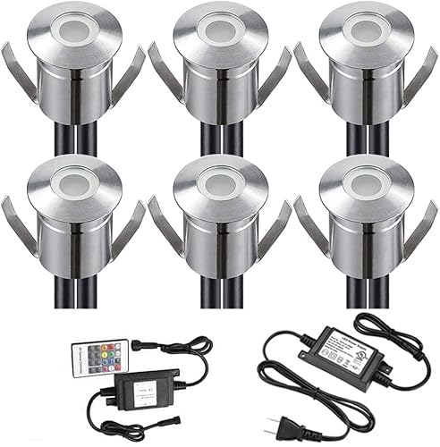 SUBOSI 6er RGB Led Einbaustrahler aussen 0.5W Ø22mm IP67 DC12V Treppen Bodeneinbauleuchten Aussen Wasserdicht Einbaustrahler Terrasse Hochwertiger Edelstahl von SUBOSI