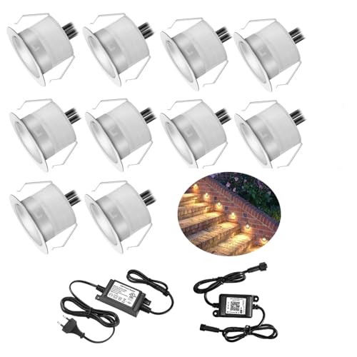SUBOSI 10er Wifi Intelligent Dimmbar LED Bodeneinbauleuchten Arbeitet mit Alexa,Wifi Wireless Smart Phone Ø45mm IP67 Wasserdicht LED Einbaustrahler Full Kit von SUBOSI