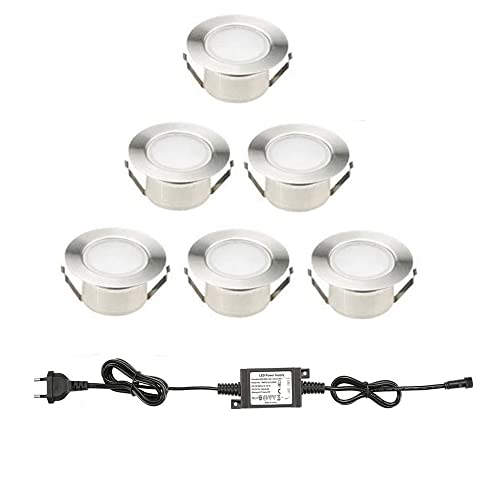 SUBOSI 6er Set Ø61mm Led Bodenstrahler Bodeneinbauleuchten Boden Licht IP67 DC12V Wasserdicht Einbauleuchten Außen Terrasse Küche Garten Lampe spots außenbereich von SUBOSI