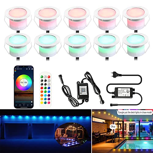 SUBOSI LED Bodeneinbauleuchten Arbeitet mit Alexa,IFTTT,Wifi Wireless Smart Phone Ø45mm IP67 Wasserdicht LED Einbaustrahler Full Kit von SUBOSI
