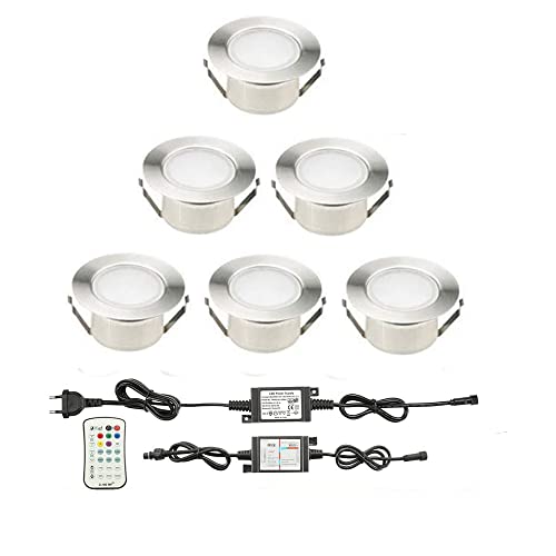 SUBOSI RGBWW (4 in 1) 1.2W LED Bodeneinbauleuchten Ø61mm Einbaustrahler LED DC12V Boden Licht IP67 Wasserdicht Einbauleuchten Außen Terrasse Garten Led Lampe von SUBOSI