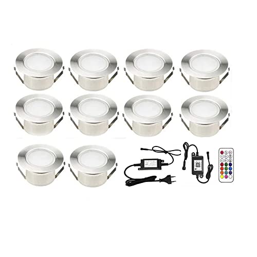 SUBOSI RGBWW (4 in 1) LED Bodeneinbauleuchten Arbeitet mit Alexa,Led Einbaustrahler DC12V Ø61mm LED Boden Spots außenbereich WiFi Wireless Smart Phone 10er Full Kit von SUBOSI