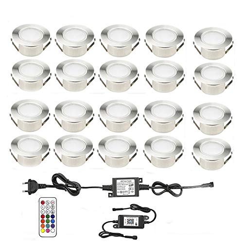 SUBOSI RGBWW (4 in 1) LED Bodeneinbauleuchten Arbeitet mit Alexa,Led Einbaustrahler DC12V Ø61mm LED Boden spots außenbereich WiFi Wireless Smart Phone 20er Full Kit von SUBOSI