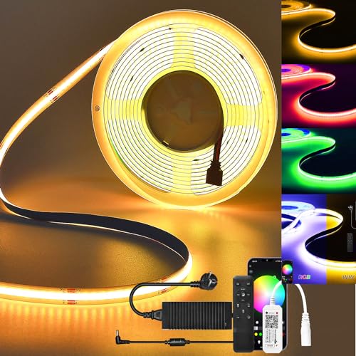 WIFI 10M COB RGB LED Streifen Strip Lichterkette 576LEDs/M 5760LEDs 24V Dimmbar Verformbar LED Licht mit intelligent Ferbedienung,Band Lichtleiste Arbeitet mit Google Home Assistant/Alexa von SUBOSI