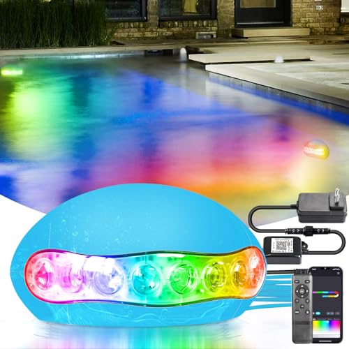 Wifi RGB+IC 15W LED Pool Lichter,2025 Upgrade Teichbeleuchtung Musikmodus,Timing Funktion,Unterwasserleuchten Arbeitet mit Google Home Assistant/Alexa,IP68 Wasserdicht Poolbeleuchtung mit 5m Kabel von SUBOSI
