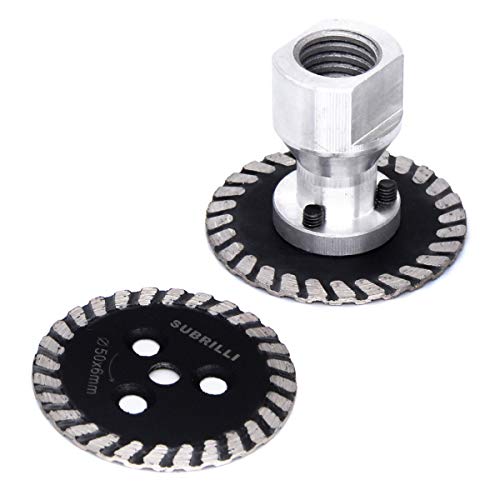 SUBRILLI 2 Stück 50 mm Mini-Gravur-Diamantsägeblatt mit abnehmbarem Flansch 5/8-11 Trennscheibe Schnitzen Beton Granit Sandstein von SUBRILLI
