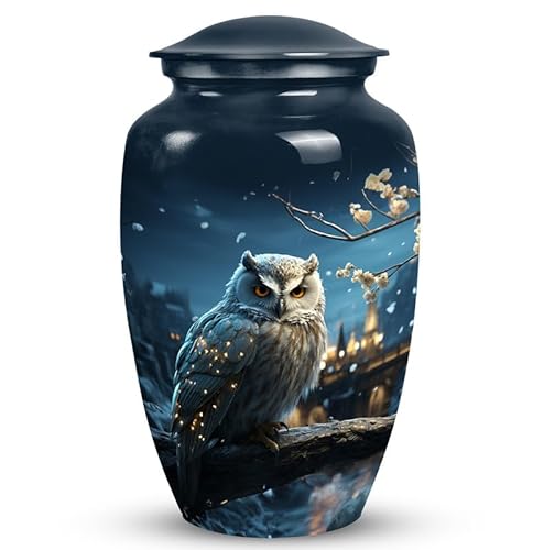SUBSH Weiße Eule sitzender weißer Blumentopf – dekorative Urne für Einäscherungsasche – groß – 25,4 cm Urne für erwachsene Asche SUBSH Weiße Eule sitzender weißer Blumentopf – dekorative Urne für Einäscherungsasche – groß – 25,4 cm Urne für erwachsene Asche von SUBSH