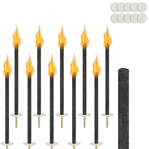 SUBTLETY 10 Stück Wachsfackeln mit Handschutz Fackeln für Draußen Brennzeit 100 min Gartenfackel aus Natürlichem Wachs mit Handschutz und Extra Langem Griff für Outdoor Garten Camping Nachtwanderung von SUBTLETY