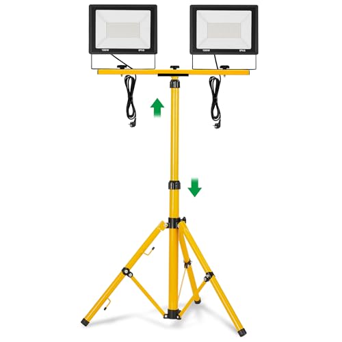 SUBTLETY 100W LED Baustrahler 2 Stück Baustellen Arbeitsstrahler mit 3m Netzkabel & Stativ Strahler für Arbeitsbeleuchtung IP66 Wasserdicht Fluter Arbeitsscheinwerfer für Garage Garten (Warmweiß) SUBTLETY 100W LED Baustrahler 2 Stück Baustellen Arbeitsstrahler mit 3m Netzkabel & Stativ Strahler für Arbeitsbeleuchtung IP66 Wasserdicht Fluter Arbeitsscheinwerfer für Garage Garten (Warmweiß) von SUBTLETY