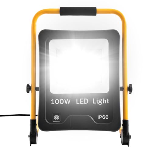 SUBTLETY 100W LED Baustrahler Baustellen Arbeitsstrahler mit 3m Netzkabel & U-Form Stativ Strahler für Arbeitsbeleuchtung IP66 Wasserdicht Fluter Arbeitsleuchte für Innen- & Außenbereich (Kaltweiß) SUBTLETY 100W LED Baustrahler Baustellen Arbeitsstrahler mit 3m Netzkabel & U-Form Stativ Strahler für Arbeitsbeleuchtung IP66 Wasserdicht Fluter Arbeitsleuchte für Innen- & Außenbereich (Kaltweiß) von SUBTLETY
