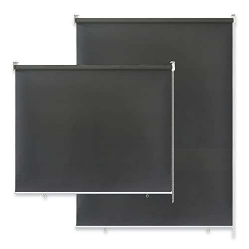 SUBTLETY 100x240cm Senkrechtmarkise Seitenzugrollos ohne Bohren Verdunkelungsrollo Set UV-Schutz Springrollos mit Reflektierende Thermofunktion Außenrollos für Fenster Türen Garten (Anthrazit) von SUBTLETY