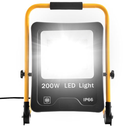 SUBTLETY 200W LED Baustrahler Baustellen Arbeitsstrahler mit 3m Netzkabel & U-Form Stativ Strahler für Arbeitsbeleuchtung IP66 Wasserdicht Fluter Arbeitsleuchte für Innen- & Außenbereich (Kaltweiß) SUBTLETY 200W LED Baustrahler Baustellen Arbeitsstrahler mit 3m Netzkabel & U-Form Stativ Strahler für Arbeitsbeleuchtung IP66 Wasserdicht Fluter Arbeitsleuchte für Innen- & Außenbereich (Kaltweiß) von SUBTLETY