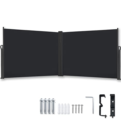 SUBTLETY 200x600cm Ausziehbar Gartensichtschutz Seitenmarkise Windschutz Markisen aus 180g/㎡ Polyester Mobile Sonnenschutz Wandmarkise Sichtschutz Gartenmarkise für Balkon Terrasse Patio (Dunkelgrau) von SUBTLETY