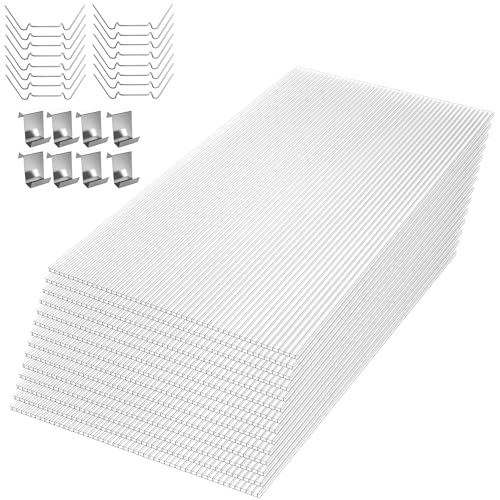 SUBTLETY 30,75m² Polycarbonat Hohlkammerstegplatten 1210x605x4mm Dopplestegplatten 42 Stück Set UV-beständigen Wellblech Dachplatten Transparent Stegplatten für Gewächshaus Wintergarten Carport von SUBTLETY