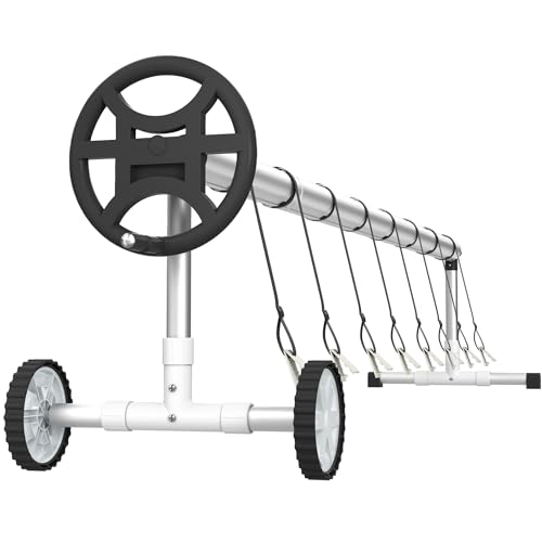 SUBTLETY 300cm-570cm Alu Aufrollsysteme für Poolfolien Mobile Pool Aufroller mit Rädern & Bänder Witterungsbeständig Aufrollvorrichtung für Solarplane Poolplane & Abdeckung Hängende Solarrolle (Typ B) von SUBTLETY