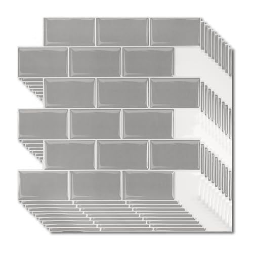 SUBTLETY 3D PVC Fliesenaufkleber Abziehen & Aufkleben Klebefliesen 30x30cm Selbstklebend Küchenrückwand Fliesendekor 10 Stück Spritzschutz Wandfliesen Set Fliesenoptik Stickers (Motiv F) von SUBTLETY