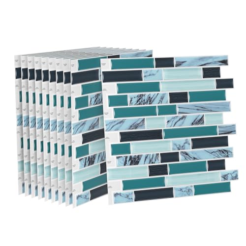 SUBTLETY 3D PVC Fliesenaufkleber Abziehen & Aufkleben Klebefliesen 30x30cm Selbstklebend Küchenrückwand Fliesendekor 10 Stück Spritzschutz Wandfliesen Set Fliesenoptik Stickers (Motiv M) von SUBTLETY
