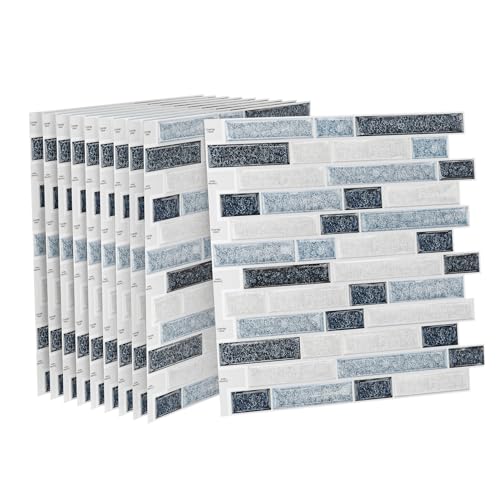 SUBTLETY 3D PVC Fliesenaufkleber Abziehen & Aufkleben Klebefliesen 30x30cm Selbstklebend Küchenrückwand Fliesendekor 10 Stück Spritzschutz Wandfliesen Set Fliesenoptik Stickers (Motiv N) von SUBTLETY