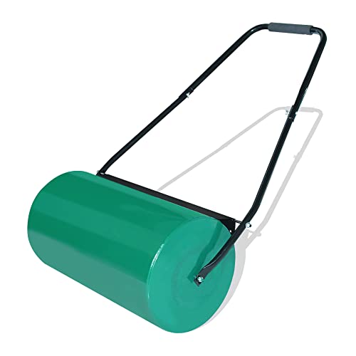 SUBTLETY 46L Füllvolumen Rasenwalze Kultivatoren Gartenwalze mit Griff Gartenfräse Pflüger Handwalze Befüllbar mit Sand/Wasser Ackerwalze Handvertikutierer Walzenroller für Rasen & Acker (Grün) von SUBTLETY