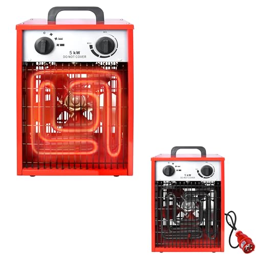 SUBTLETY 5000W Heizlüfter mit 4 Heizstufen, Überhitzungs- & Spritzwasserschutz Garten Elektrisch Heizkörper Ventilatoren Tragbare Elektroheizung für Industrie von SUBTLETY