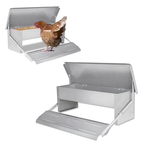 SUBTLETY 5kg Futterautomat Hühner mit Wasserfest Deckel und Selbstöffnend Pedal Automatischer Futterspender aus Verzinkter Stah Rattensicher Futtertrog Hähnchen Feeder für Hühner Enten Gänsen Tauben SUBTLETY 5kg Futterautomat Hühner mit Wasserfest Deckel und Selbstöffnend Pedal Automatischer Futterspender aus Verzinkter Stah Rattensicher Futtertrog Hähnchen Feeder für Hühner Enten Gänsen Tauben von SUBTLETY