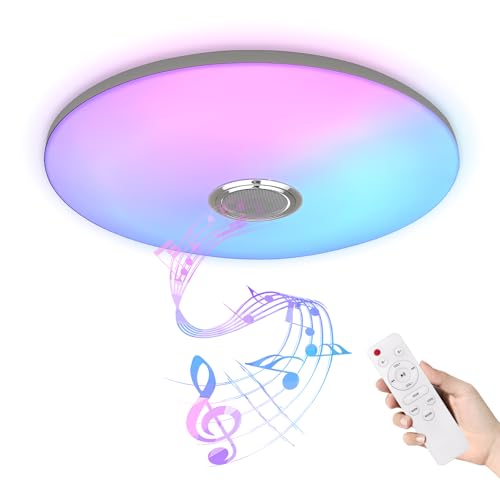 SUBTLETY 72W RGB Deckenleuchte LED Deckenlampe mit Fernbedienung & Bluetooth Lautsprecher IP44 Wasserdichte Badlampe Modern APP-Steuerung Schlicht Lampe für Büro Schlafzimmer Flur Küchen SUBTLETY 72W RGB Deckenleuchte LED Deckenlampe mit Fernbedienung & Bluetooth Lautsprecher IP44 Wasserdichte Badlampe Modern APP-Steuerung Schlicht Lampe für Büro Schlafzimmer Flur Küchen von SUBTLETY