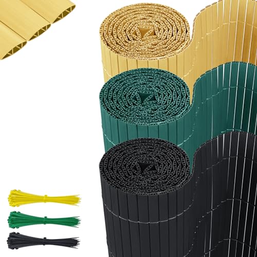 SUBTLETY 90x300cm PVC Gartensichtschutz Zäune Wetterfeste Sichtschutzzaun mit Kabelbindern W-Form Sichtschutzmatte Übersteigschutz & Windschutz Sichtschutz für Garten Terrasse Balkon (Grün) von SUBTLETY