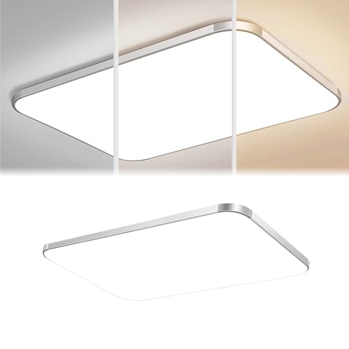 SUBTLETY Dimmbar Deckenleuchte 65x43x10cm LED Deckenlampe mit Fernbedienung IP44 Wasserdichte Badlampe Modern Schlicht Lampe für 20-30㎡ Büro Wohnzimmer Schlafzimmer Flur Keller Küchen (72W) von SUBTLETY