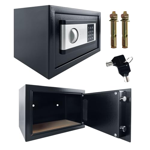 SUBTLETY Elektronischer Safe Tresor mit Zahlenschloss und 2 Notschlüssel Möbeltresor Geldkassette Abschließbar mit Innenbeleuchtung Wandtresor für Zuhause Bargeld Wertsachen (Klein, 31x20x20cm) von SUBTLETY