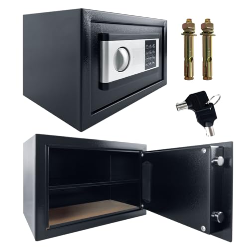 SUBTLETY Elektronischer Safe Tresor mit Zahlenschloss und 2 Notschlüssel Möbeltresor Geldkassette Abschließbar mit Innenbeleuchtung Wandtresor für Zuhause Bargeld Wertsachen (Mittel, 35x25x25cm) von SUBTLETY