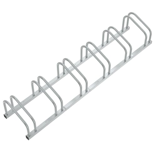 SUBTLETY Fahrradständer für 6 Fahrräder Verzinkt Stahl Fahrradhalter für 30-65mm Reifenbreite Boden- & Wandmontage Radständer Wetterfester Rennrad Ständer für Garage, Garten & Hof (Silber) von SUBTLETY