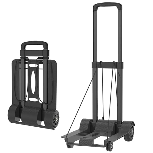 SUBTLETY Faltbare Sackkarre Metall Treppensackkarre mit Haken & 4 Räder Anti-Rutsch Transportkarre mit Höhenverstellbar Handgriff Mini Transportwagen Belastbarkeit bis 50KG für Garten Werkstatt von SUBTLETY