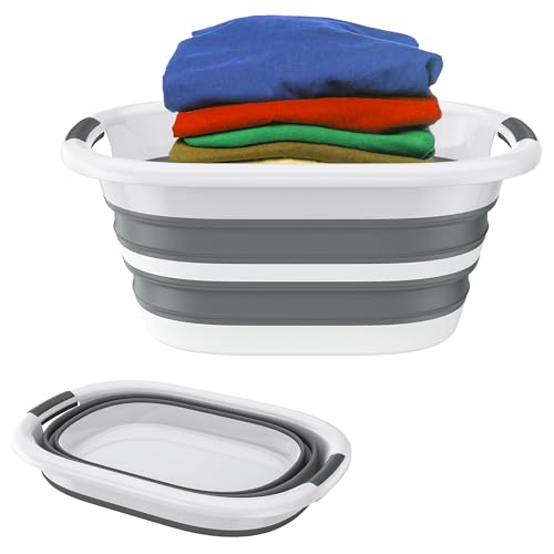 SUBTLETY Faltbare Wäschekörbe aus PP+TPE Kunststoff Zusammenklappbar Aufbewahrungsbehälter mit Griff Platzsparend Waschwanne Mobile Waschbehälter für Zuhause, Camping (40L) von SUBTLETY