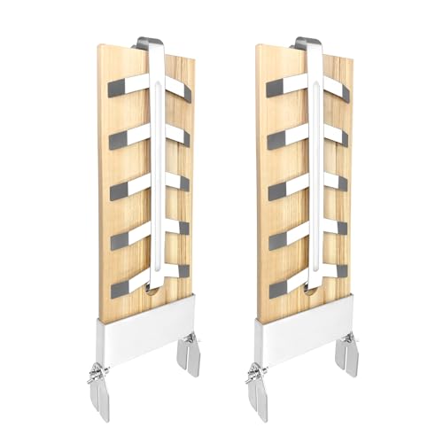 SUBTLETY Flammlachsbretter 2er Set Räucherbrett Flammlachsbrett mit Edelstahl-Halterung 5 Stufen Einstellbar Lachsbretter Outdoor Grill Zedernholzbrett für Feuerschalen & Grill Tragfähigkeit bis 2,5kg von SUBTLETY