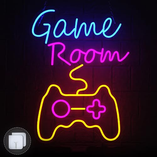 SUBTLETY Gaming Zone Neon-Schild USB-Netzteil Bunt Neon-Licht Dekorative LED Worte Leuchtschilder Wandmontage Leuchtbuchstabe für Spielzimmer Schlafzimmer Karaoke Bar Shop (Game Room) von SUBTLETY