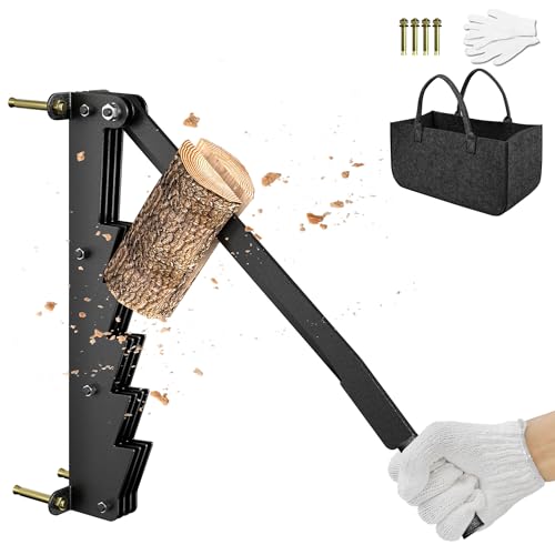 SUBTLETY Handholzspalter Wandmontierter Holzspalter Wandhalterung Anzündspalter aus Stahl Brennholzspalter mit Rutschfeste Griff Holz Spaltwerkzeug Arbeitssparend Holzschneider für Outdoor Camping von SUBTLETY