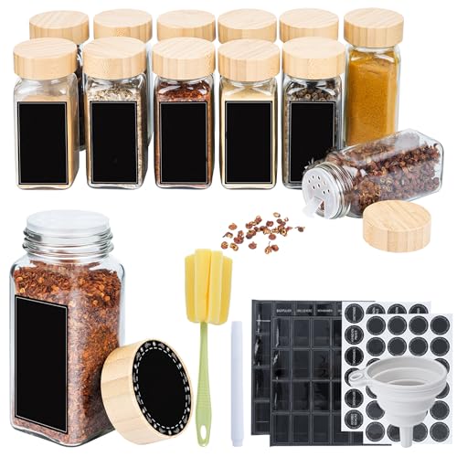 SUBTLETY Haushalt Gewürzgläser Set 12 Stück Gewürzstreuer mit Holz Deckel 120ml Gewürzbehälter mit Faltbare Trichter, Aufklebern, Reinigungsbürste & Markierstift Gewürzdosen für Gewürze & Herb SUBTLETY Haushalt Gewürzgläser Set 12 Stück Gewürzstreuer mit Holz Deckel 120ml Gewürzbehälter mit Faltbare Trichter, Aufklebern, Reinigungsbürste & Markierstift Gewürzdosen für Gewürze & Herb von SUBTLETY