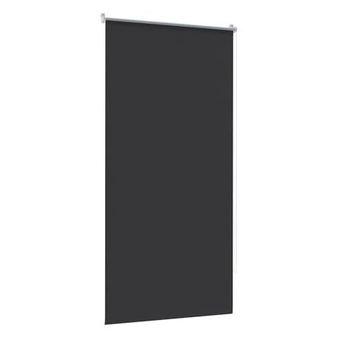 SUBTLETY Klemmfix Verdunkelungsrollo ohne Bohren 90x210cm Privacy- & Sonnenschutz Fensterdekoration Rollos Blickdichte Jalousien Verstellbar Seitenzugrollos für Fenster & Türen (Schwarz) von SUBTLETY
