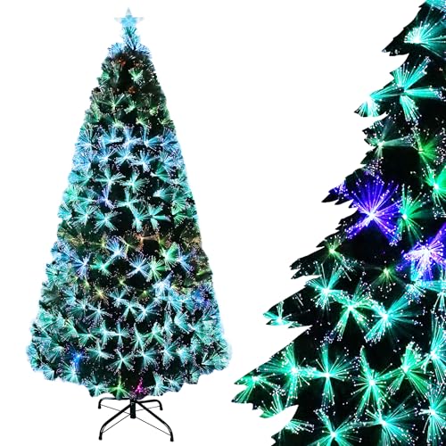 SUBTLETY Künstlicher Weihnachtsbaum 180cm mit Bunte Glasfaser Beleuchtung und Metall Ständer Ø 85cm Tannenbaum Künstlich mit 200 Astspitzen und Schnellaufbau Klappsystem aus Schwer Entflammbar PVC SUBTLETY Künstlicher Weihnachtsbaum 180cm mit Bunte Glasfaser Beleuchtung und Metall Ständer Ø 85cm Tannenbaum Künstlich mit 200 Astspitzen und Schnellaufbau Klappsystem aus Schwer Entflammbar PVC von SUBTLETY