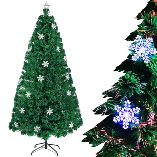SUBTLETY Künstlicher Weihnachtsbaum 180cm mit Bunte Schneeflocken Beleuchtung und Metall Ständer Ø85cm Tannenbaum Künstlich mit 200 Astspitzen und Schnellaufbau Klappsystem aus Schwer Entflammbar PVC SUBTLETY Künstlicher Weihnachtsbaum 180cm mit Bunte Schneeflocken Beleuchtung und Metall Ständer Ø85cm Tannenbaum Künstlich mit 200 Astspitzen und Schnellaufbau Klappsystem aus Schwer Entflammbar PVC von SUBTLETY