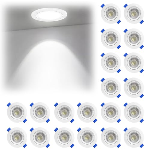 SUBTLETY LED Einbaustrahler 5W LED Spots 450LM 20 Stück Einbauleuchten Set IP21 Deckenspots aus ABS & Kunststoff Spotlights für Wohnzimmer Küche Schlafzimmer Flur Bad (Type B, Kaltweiß) von SUBTLETY