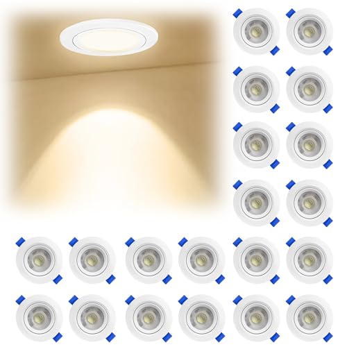 SUBTLETY LED Einbaustrahler 5W LED Spots 450LM 20 Stück Einbauleuchten Set IP21 Deckenspots aus ABS & Kunststoff Spotlights für Wohnzimmer Küche Schlafzimmer Flur Bad (Type B, Warmweiß) von SUBTLETY