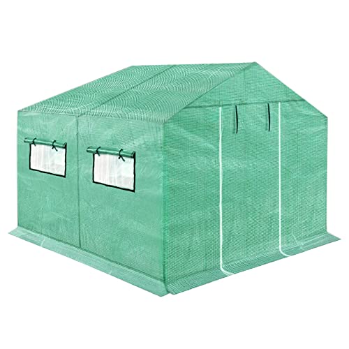 SUBTLETY Mini Gartengewächshäuser 3x2x2m Winterfest Foliengewächshaus Set inkl. 4 Fenstern & Verzinktes Rohr & Gitternetzfolie Tomaten Gewächshaus für Pflanzen Blumen Kräuter Gemüse von SUBTLETY