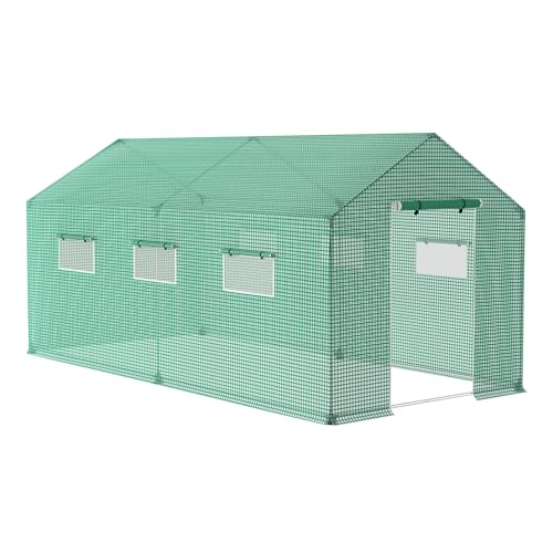 SUBTLETY Mini Gartengewächshäuser 4,5x2x2m Winterfest Foliengewächshaus Set inkl. 6 Fenstern & Verzinktes Rohr & Gitternetzfolie Tomaten Gewächshaus für Pflanzen Blumen Kräuter Gemüse von SUBTLETY